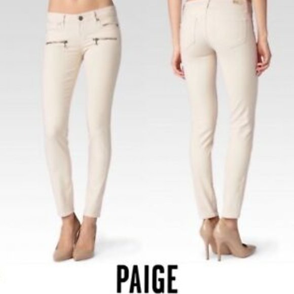 PAIGE Denim - 122 PAIGE I Indigo Zipper Cream Jeans Size 25